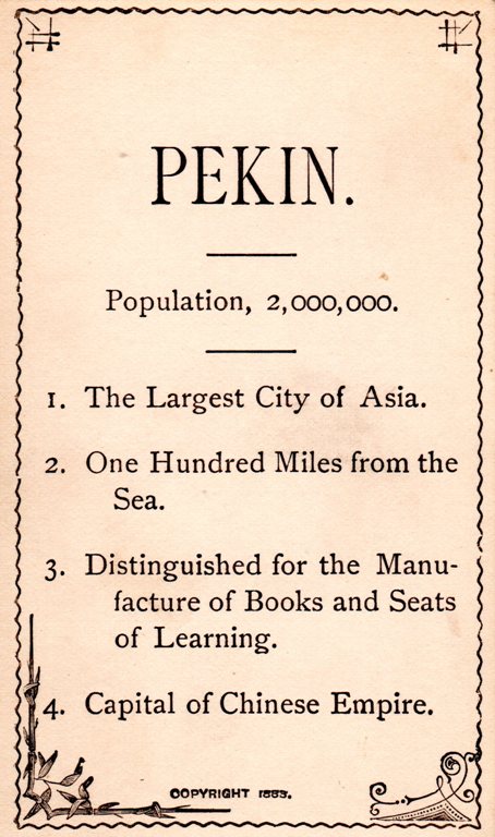 Peking China, Pekin, Flash Card, Geography, Education