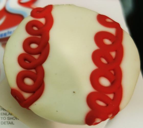 Baseball Cupcake, Hostess, Squiggle Stitching