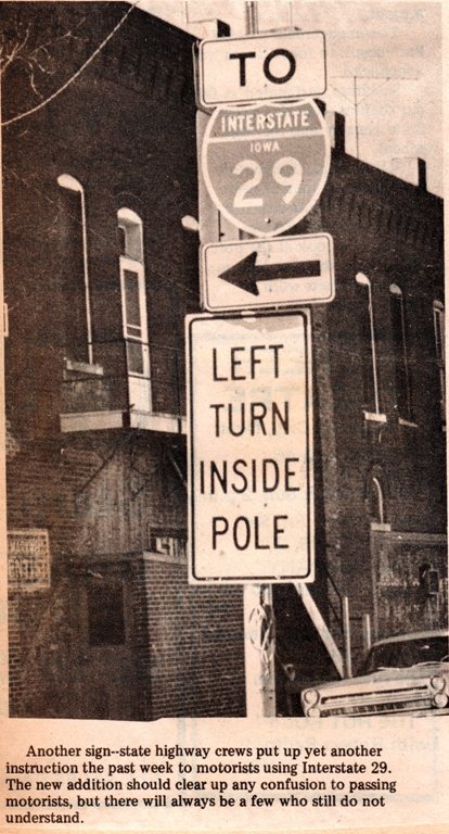 Hamburg Iowa, Main Street, Flag Pole, I-29, Left Turn Inside Pole