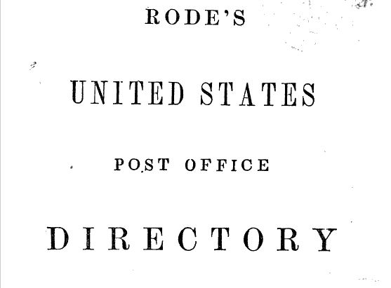 Post Office Directory, Post Office, Postmaster, Rome, Wisconsin