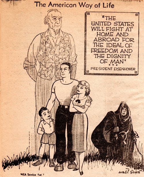 Armed Services Day, 1958 Editorial Cartoon, Eisenhower