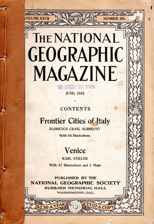 June 1915, National Geographic Magazine, Century old magazine, Italy