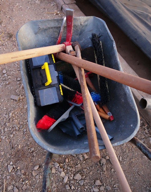 Archaeological Dig, Tel Lachish, wheelbarrow, Tools, Picks, Trowels
