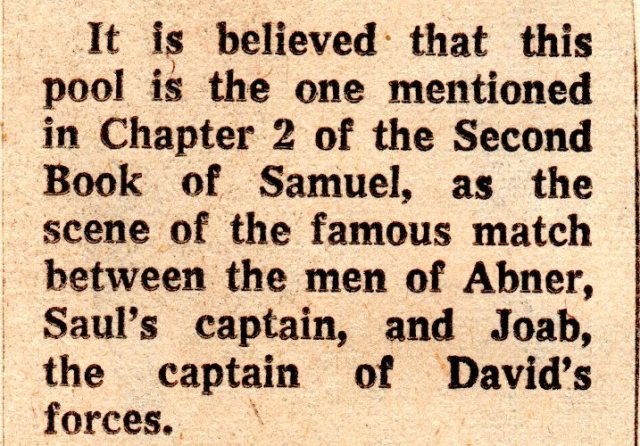 Abner and Joab, Pool of Gibeon, Pritchard, Gibeon