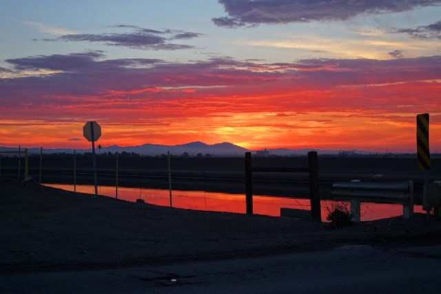 Sunset, Reflected Sunset, California Sunset, California Aqueduct