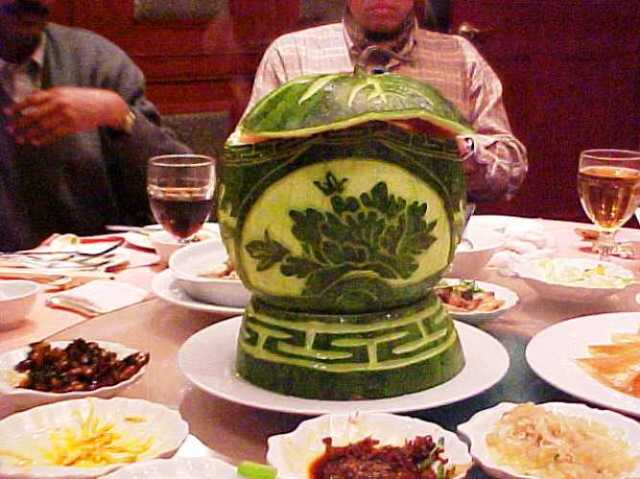Watermelon Art, China, Shanghai, Food Art, Chinese Food