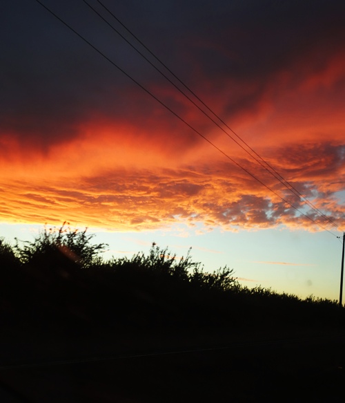 Red Clouds, Sunset, Central Valley, California, Eclipse