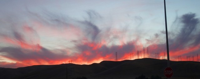 Power Lines, Sunset, California Sunset, Red Sky