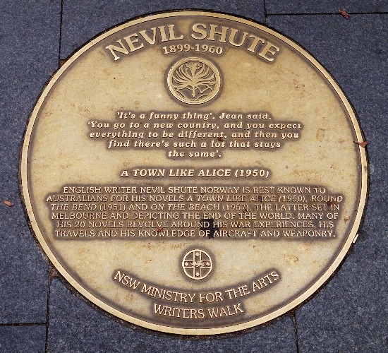 Nevil Shute, Sydney Writers Walk, A Town Called Alice, Literature