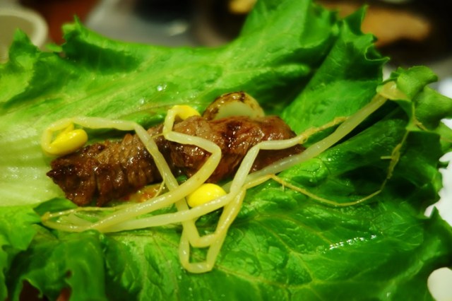 Korean BBQ, short ribs, lettuce leaves, korean cuisine