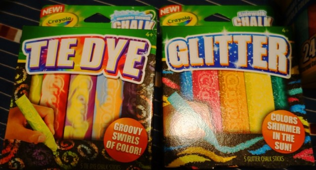 Chalk, tie dye chalk, glitter chalk, crayola
