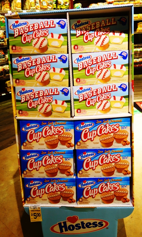 Hostess Cake Display, Grocery Store, Snack Cakes, Baseball CupCakes