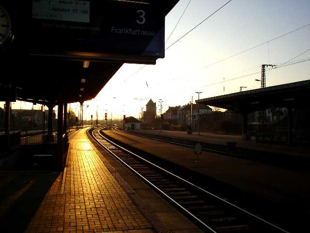 Sunrise at the station, weimar, germany