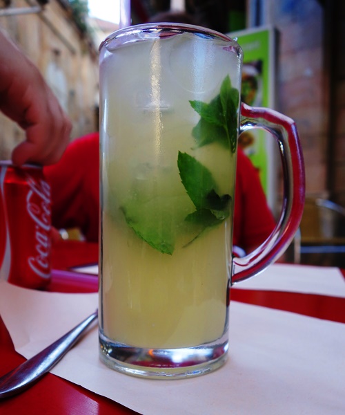 Lemonade, Jerusalem, mint leaves, dinner
