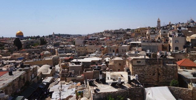 View of Jerusalem, Damascus Gate, Golden Dome, Dome of the Rock, Church of the Holy Seplucre