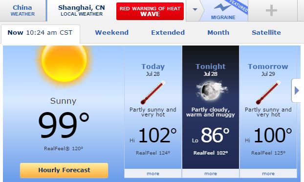 Shanghai Temperatures, Too Hot, Heat Index, Accuweather