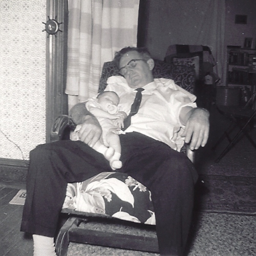 Sleeping, nap time, grandpa and granddaughter, Throwback Thursday