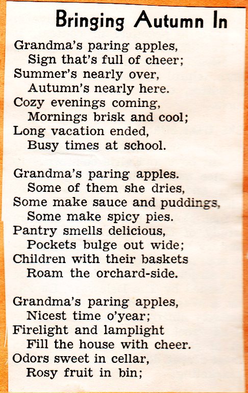 Bringing Autumn In, Poems, Fall Poems