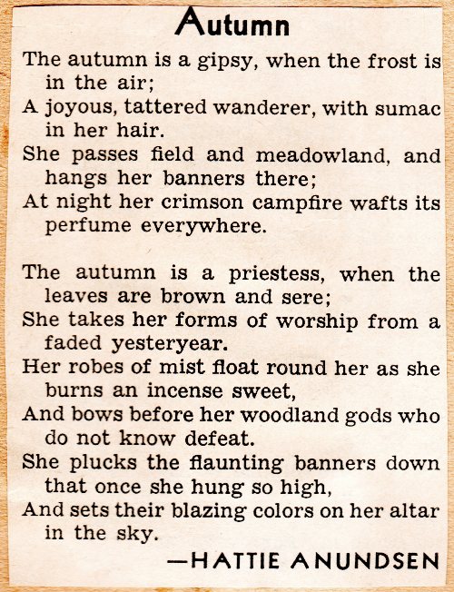 Autumn Poem, Hattie Anundsen, Poetry, Fall Poems, Scrapbook