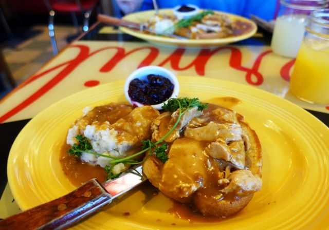 Canadian Thanksgiving in America, Red Tractor Cafe, Open Face Turkey Sandwich, Comfort Food