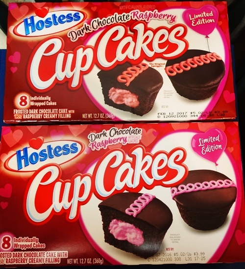 Dark Chocolate Raspberry CupCakes, Hostess Snack Cakes
