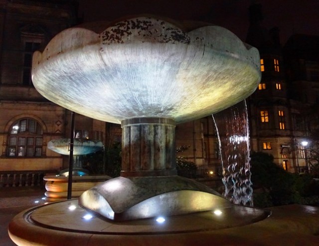 Peace Garden, Sheffield, England, Water fall, Fountain