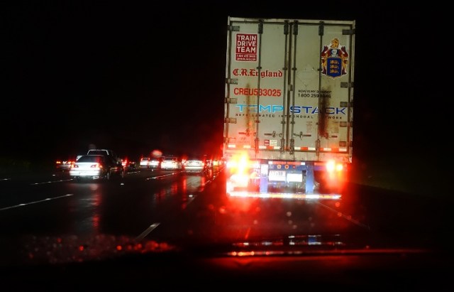Wet and Windy, Altamont, Truck Traffic, Stormy Weather Commute