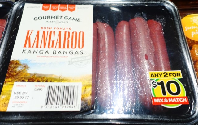 Kangaroo bangers, Kangaroo hot dogs, Australia, Gourmet Game