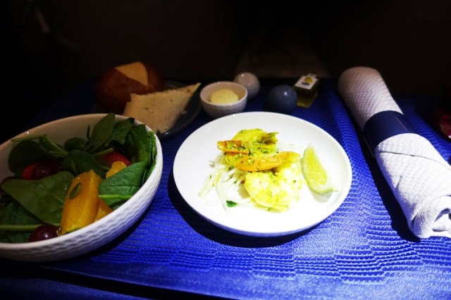 United Airlines, Business Class, Dinner