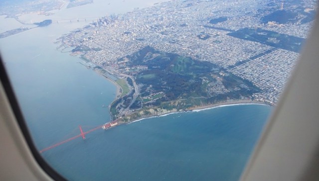 Golden Gate Bridge, UA 747, Upper Deck, Overhead shots