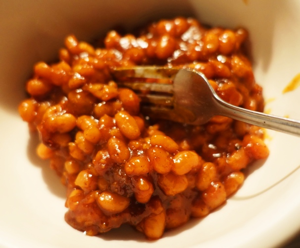 Baked Beans, pan drippings, beans, brown sugar, catsup