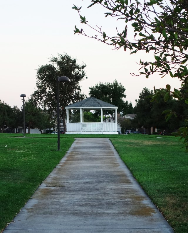 Gazebo, park, california, tracy, sidewalk