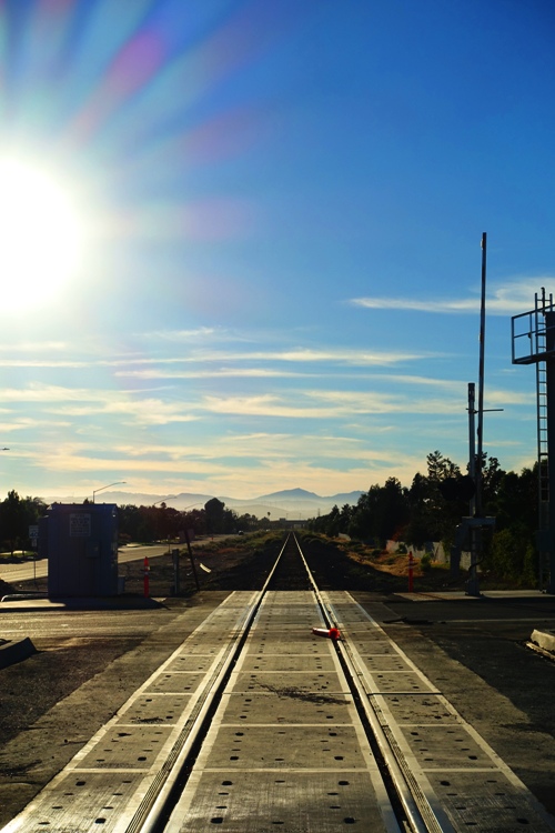 Railroad tracks, tracy, mt. diablo, california, sun setting