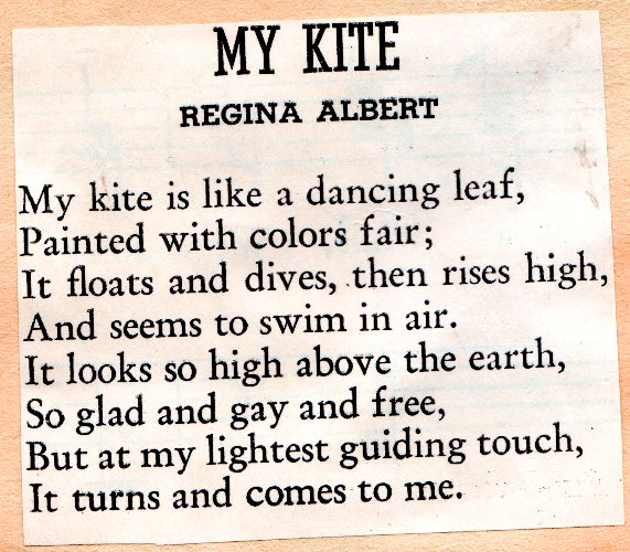 My Kite, Poem, Regina Albert, Kite Poem