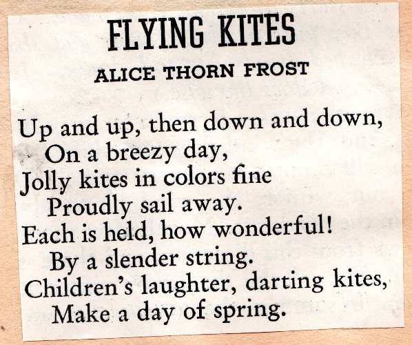 Poem, Alice Thorn Frost, Flying kites