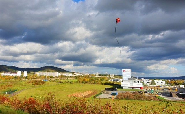 Kite, clouds, storm clouds, Jena, Germany
