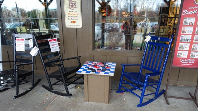 Cracker Barrel, Front Porch, Rockers, Checkers, rocking chairs