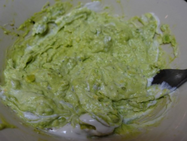Guacamole, avocado, pepper, garlic salt, sour cream, salsa, olive oil