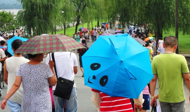 Umbrellas, West Lake, Hangzhou China, Sunny Day