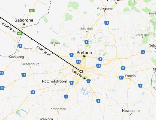 Johannesburg, South Africa, Farthest from home