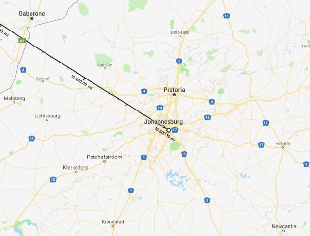 Johannesburg, South Africa, Farthest from home