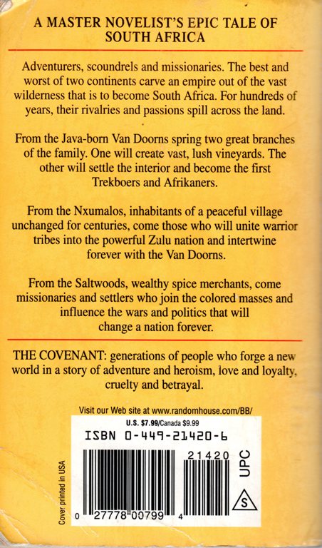 James Michener, The Covenant, South Africa