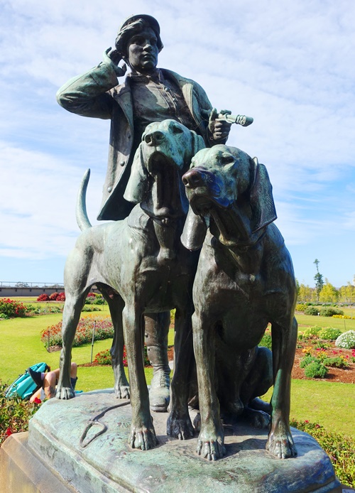 Huntsman and Dogs, Royal Botanic Gardens, Henri Jacquemart, Sculpture, Bronze