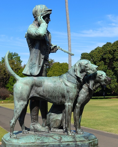 Huntsman and Dogs, Royal Botanic Gardens, Henri Jacquemart, Sculpture, Bronze