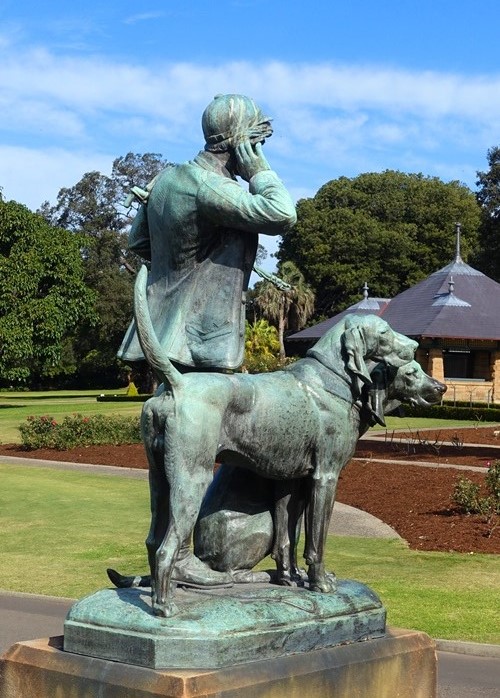 Huntsman and Dogs, Royal Botanic Gardens, Henri Jacquemart, Sculpture, Bronze