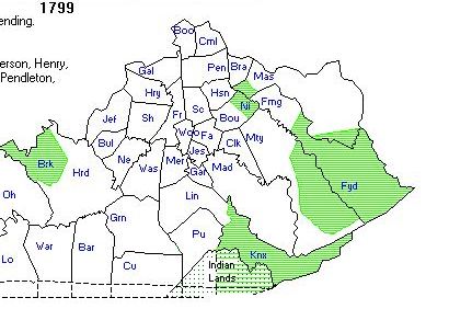 1799 Kentucky Counties, County formation timeline