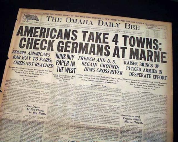 Newspaper Headline, WWI, Marne, Veterans Day
