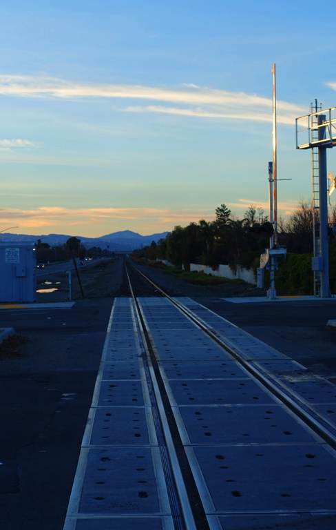 railroad tracks, sun setting, altamont