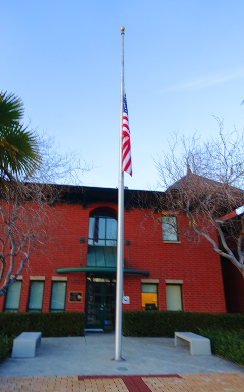 Fire Station, Flag at half mast, Bush, Tracy California