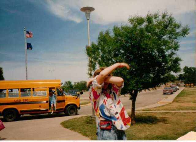 Hidding from picture, bus, sister